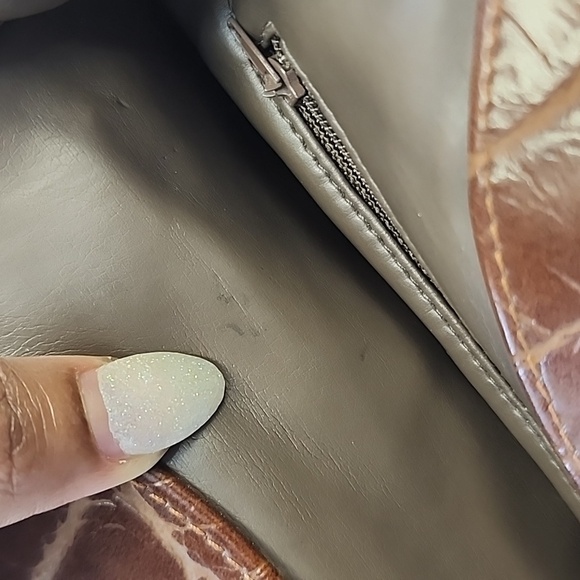 Women's Metallic Copper Brown Mixed Material Ethnic Ornate Sturdy Hand Purse Bag - Picture 12 of 16